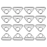 0.79" Adjuster Triangle with Bar Swivel Clip D Dee Ring Buckle, 16Pcs Silver