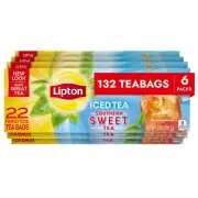 Family-Sized Black Iced Tea Bags, Southern Sweet Tea 22 Ct (Pack of 6)