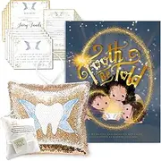 Tooth Fairy Pillow Kit w/Tooth Fairy Book for Kids, Fairy Letter Kit, & Tooth Fairy Pillow - Tooth Fairy Gifts for Girls & Boys - Tooth Be Told (Hardcover Book with Rose/Champagne Pillow)