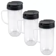 3 Pack 22 oz Tall Cup with Flip Top To-Go Lids for Magic Bullet 250W MB1001