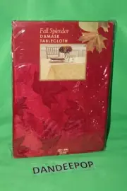 Fall Splendor Damask Claret Red Leaf Pattern Red Tablecloth Oblong 60 x 84