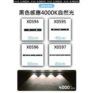 4000K 自然光 磁吸式 貓眼神燈 黑色智能感應燈 60公分 (附USB充電線) X0596