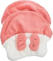 WOONEKY 2pcs Cute Rapid Drying Hair Cap Absorbent Hair Drying Hat for Women Quick Dry Towel Turban Stylish Shower Accessory Fashionable Color Design