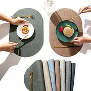 Forubar Placemats Set of 6, Faux Leather Placemats Heat Resistant Wipeable Washable Place Mats, Easy Clean Non-Slip Table Mats for Dining Kitchen Outdoor Indoor (Mixed Color, Set of 7)