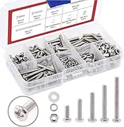 Hilitchi 300-Piece M4 Phillips Pan Head Screws Bolt Nut Lock Flat Washers Assortment Kit, 304 Stainless Steel