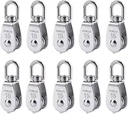BNYZWOT Stainless Steel Wire Rope Crane Pulley Block M15 Lifting Crane Swivel Hook Single Pulley Block Hanging Wire Towing Wheel 10 Pcs