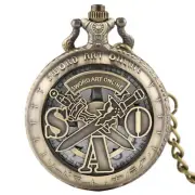 Retro Hollow Japan Anime Men Women Analog Quartz Pocket Watch Pendant Chain Gift