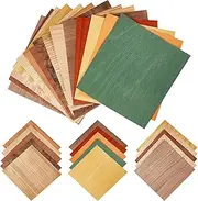 30 Pcs 7.9" x 7.9" Wood Veneer Sheets Variety Pack Square Wood Veneers for Marquetry, Inlay, Woodworking Projects, Various Grain and Color