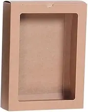 AIMALL 50PCS Kraft Paper Packing Box with Transparent PVC Window Drawer Display Boxes