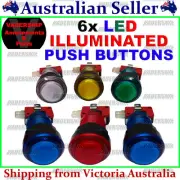 6x LED - ILLUMINATED Push BUTTONS, Lock nut & Micro Switch ~ Arcade or Mame