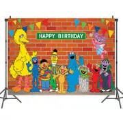Sesame Street Backdrop Birthday Party Supplies Background Photo Banner Decorations