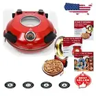 Portable 1200W Electric Pizza Oven with Timer & Pizza Cutter - 12” Capacity, Red