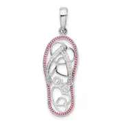 Sterling Silver De-Ani Rhodium-Plated Enameled Love Flip-Flop Pendant