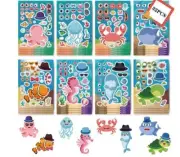 32Sheets new Funny Marine animals kids Toys lovely gifts DIY Assemble Stickers