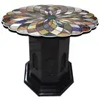 36" Marble Center Dining Table Top Semi precious stones Work With marble Stand
