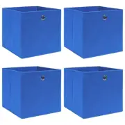 Blue Fabric Storage Boxes Set of 4 12.6x12.6x12.6 Inch Cube Organizers