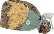 [YTYVAGT] 2-Pc,Gourd-Shaped Working Cap,Fisherman Hat with Buttons and Cotton Sweatband,Retro Animal Chicken Pattern