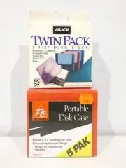 2 PC Accessories 3.5" Diskette Portable Storage Cases Rainbow Colors NOS