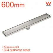600mm Tile Insert Shower Grate Linear Floor Drain 50mm Center Outlet Waste SUS