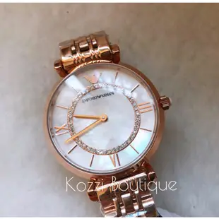 Emporio Armani ar1907 ar1908 ar1909 貝殼 珍珠 玫瑰金 水鑽 手錶 ar 錶 AR