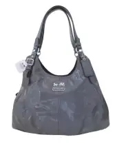 New RARE NWT Coach Maggie Dark Gray Patent Leather Shoulder Purse Hobo Bag 17747