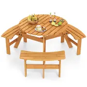 Costway 6-Person Picnic Table & Bench Set Patio Dining Table