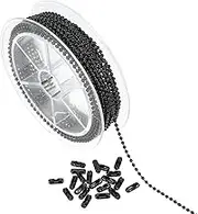 uxcell 16.4 Feet Stainless Steel Ball Chain, Dog Tag Chain Bulk Beaded Necklace Chains with 20 Pcs Connectors for Jewelry Making DIY Crafts Hanging Decoration, Black