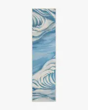 75' x 305' | Machine Washable Runner Rug | Kid & Pet Friendly | Indoor Rug | Waves Soft Blue Outdoor Rug by Gracie | Ruggable