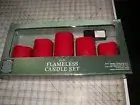 NIB 5 LED FLAMELESS CANDLE SET RED W/ REMOTE CONTROL ELECTRONIC FLICKERING