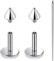 [Lsnevsie] 20G 18G 16G Internally Threaded Astm F136 Titanium Nose Ring Studs Flat Back Studs Earrings G23 Titanium Tragus Helix Conch Cartilage Lobe Earrings Piercing Jewelry For Women Men 6MM 8MM