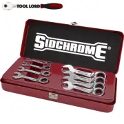 Sidchrome 8 Pce AF Geared Ring & Open End Ratchet Spanner 5/16-3/4" SCMT22406N