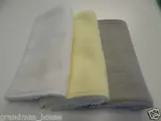 White Yellow Grey Burp Cloths - Set Of 3 Flannelette -Toweling Backed Great Gift