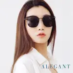 【ALEGANT】韓系名媛復古炭晶黑貓眼鑲嵌茶晶柱偏光墨鏡/UV400太陽眼鏡(布拉格的天文鐘)