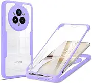 [ILING] Transparent Case for Realme 14 Pro+ Plus 5G, 360 Degree Full Body Shockproof Protective Case with Built-in Screen Protector, Ultra Thin Hard PC Silicone TPU Mobile Phone Case (Purple)