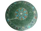 Green Marble Dining Table Top Multicolour Stone Inlay Hallway Table for Hotel