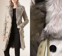 在飛比找Yahoo!奇摩拍賣優惠-Burberry女 羊皮 羔羊毛 大衣 外套