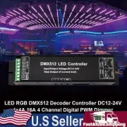 LED RGB DMX512 Decoder Controller DC12-24V 4x4A 16A 4 Channel Digital PWM Dimmer
