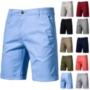 Mens Cotton Jeans Cargo Combat Slim Solid Color Summer Casual Shorts Half Pants