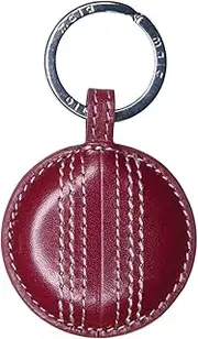 [Mala Leather] Vintage Edgbaston Cricket Ball Leather Keyring with gift box, Dark Red, One Size