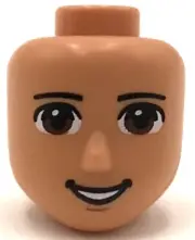Lego New Nougat Mini Doll Head Friends Male Large with Dark Brown Eyes