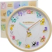 T'S Factory 2926223 Pocket Monster Eevee Friends Wall Clock, Beige, Analog, Quiet, Continuous Second Hand