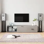 Speaker Stands 2 pcs Black Tempered Glass 4 Pillars Design,Speaker Stands & Mounts 11.32KG-51817
