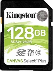 Kingston 128 GB Canvas Select Plus SD Memory Card, Black