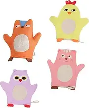 CALLARON 4Pcs Cartoon Animal Design Bath Gloves Soft Towels for Lightweight Bath Accessories for Home and Travel Random Styles
