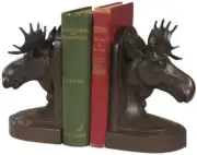 Bookends Bookend MOUNTAIN Lodge Moose Head Large Chocolate Brown Resin
