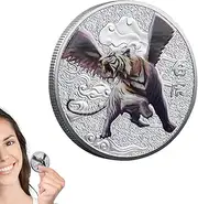 JMEDIC Chinese New Year Commemorative Coin - Ancient Mythical Creatures Four Great Beasts Coin,Badge Commemorative Souvenir for Wealth Luck Prosperity and Good Fortune