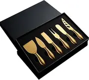 6-Piece Gold Cheese Knife Set Stainless Steel Cheese Cutter Fork Slicer Spreaders Tool