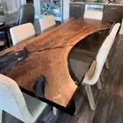 Smokey Clear Epoxy Table, Epoxy Resin Table, Live Edge Table Top, Coffee Table