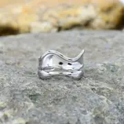 925 Sterling Silver Handcrafted Asymmetric Ring Hammered Adjustable Gift For Her