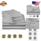 6-Piece California King Sheet Set - 600 Thread Count Egyptian Cotton, Light Grey